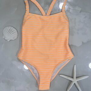 Women’s Yellow Striped One Piece Swimsuit